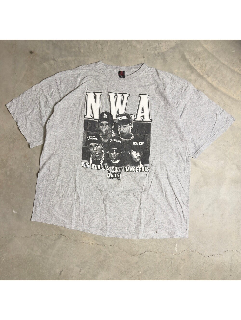 Vintage Iced Out NWA Graphic Tee Mens 5XL Gray Y2K Baggy